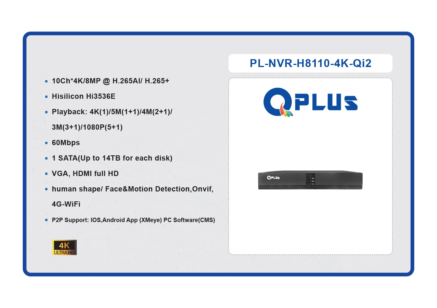 دستگاه PL-NVR-H8110-4K-Qi2 کیوپلاس